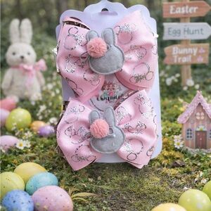 Pink Bunny Hair Bows Handmade